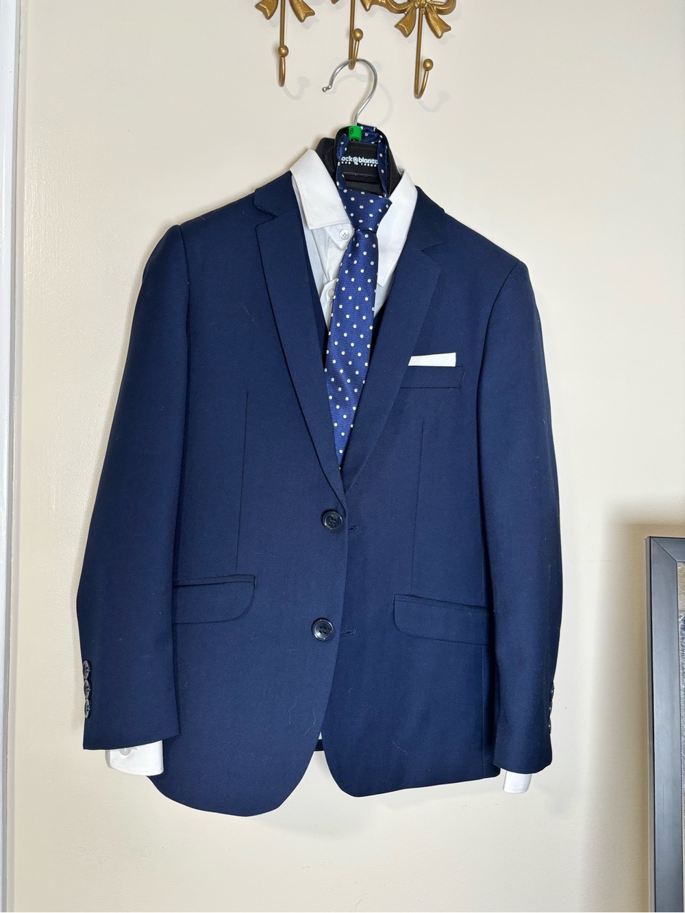 Black n Bianco Boys Navy 5-Piece Slim Fit Suit Set Size 8